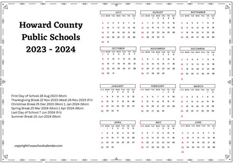 Calendar Waterloo Elementary School - HCPSS