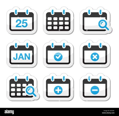 Calendar date vector icons set Stock Vector Image & Art Alamy
