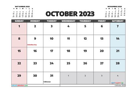Calendar october 2023. How To Print This October 2023 Calendar Template. Once you click the "Download" button, save the archived October 2023 calendar PDF on your PC. When it's finished downloading, unpack the archived PDF and open it in the PDF viewer software of your choice. From there on, you should be able find the "Print" option listed under the "File" menu. 