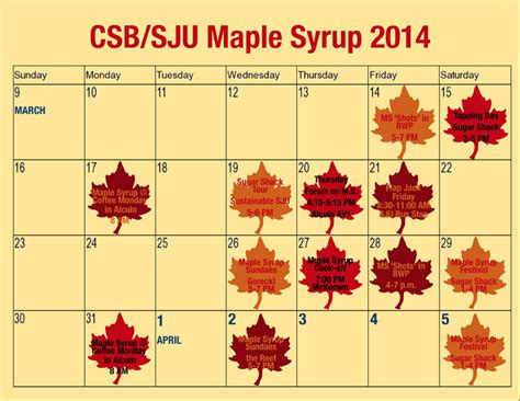 Calendar of Events CSB/SJU