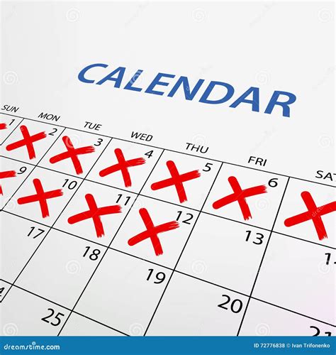 Calendar with red marks Royalty Free Vector Image