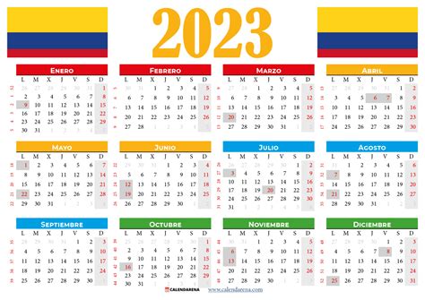 Calendario Con Festivos 2023 Colombia