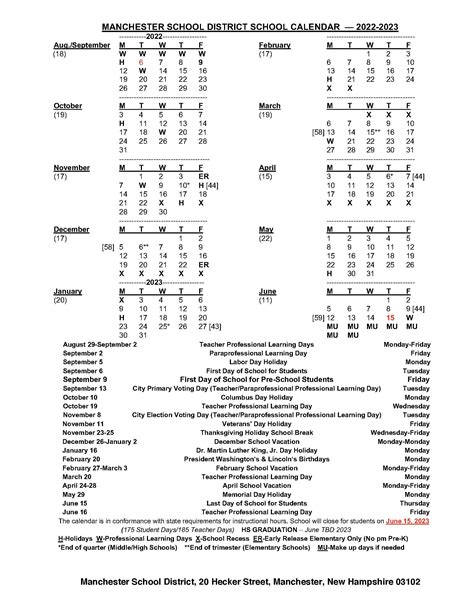 Calendars – Manchester High School