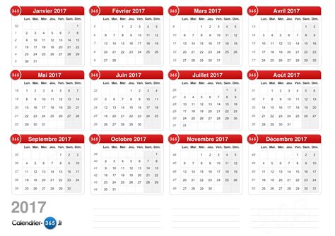 Calendrier 2017 &agrave; imprimer (V2) 