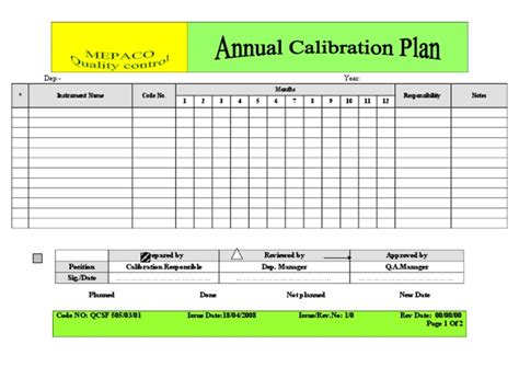 Calibration schedule format.  Calibration Plan Template Excel This document is a calibration...