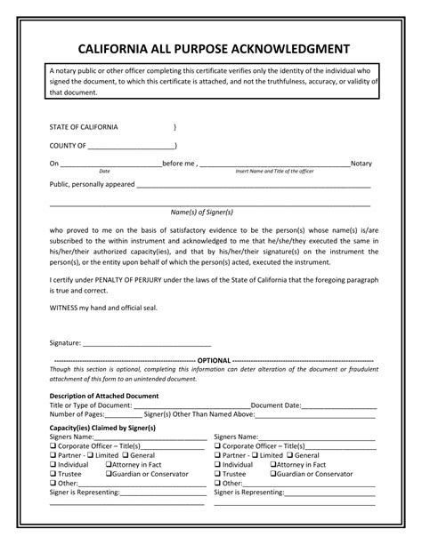California Acknowledgment Form Fill Out and Sign Printable PDF