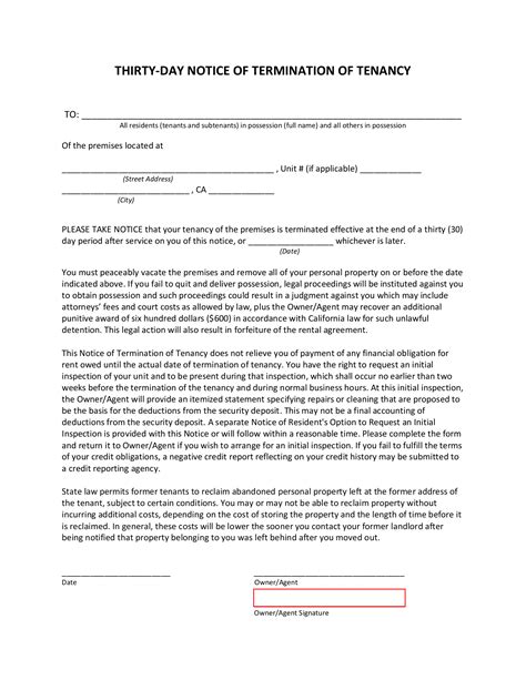 California Lease Termination Letter for Rental Properties