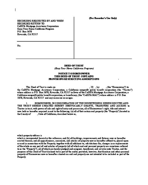 California Note And Deed Of Trust Forms Form Resume Examples 