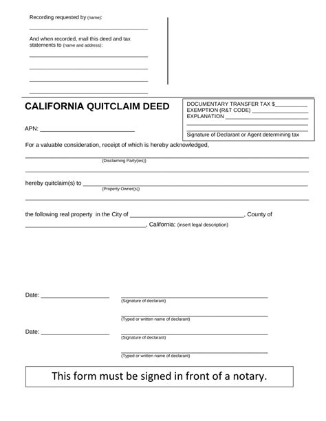 California Quit Claim Deed Form Example Universal Network