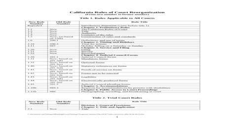 California Rules of Court Reorganization