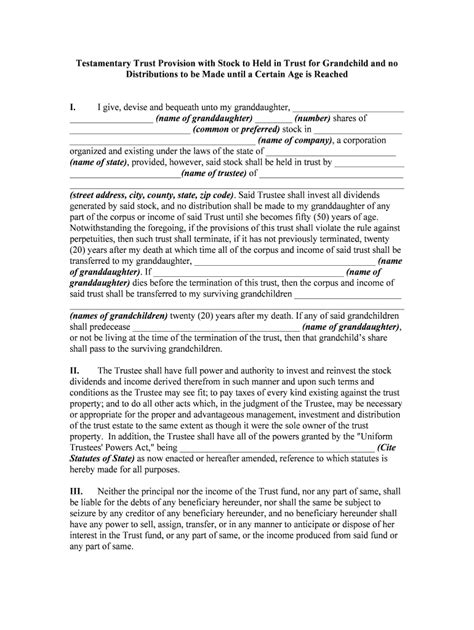 California Testamentary Trust Form Universal Network