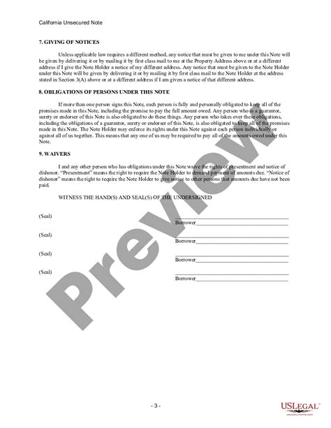 California Unsecured Installment Payment Promissory Note for Fixed Rate