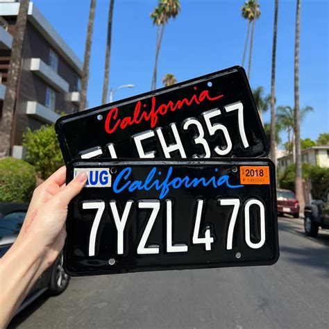 California license plate custom. By Mail. Submit a completed Application for Replacement Plates, Stickers, Documents (REG 156) and the fee to the address on the form or your local DMV office. You may obtain a replacement month sticker at no cost from your local DMV or by calling our contact center at … 