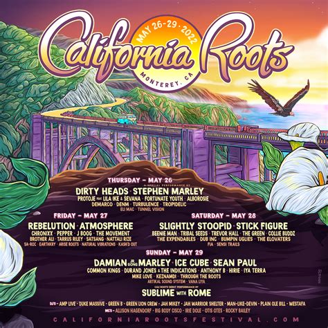 California roots festival. About. Established in 2014, California Roots Presents, a leading event production and marketing company based on California's beautiful Central Coast, delivers extraordinary live music to renowned venues and festivals across the country. Currently, California Roots Presents is responsible for building live music events at some of the top venues ... 