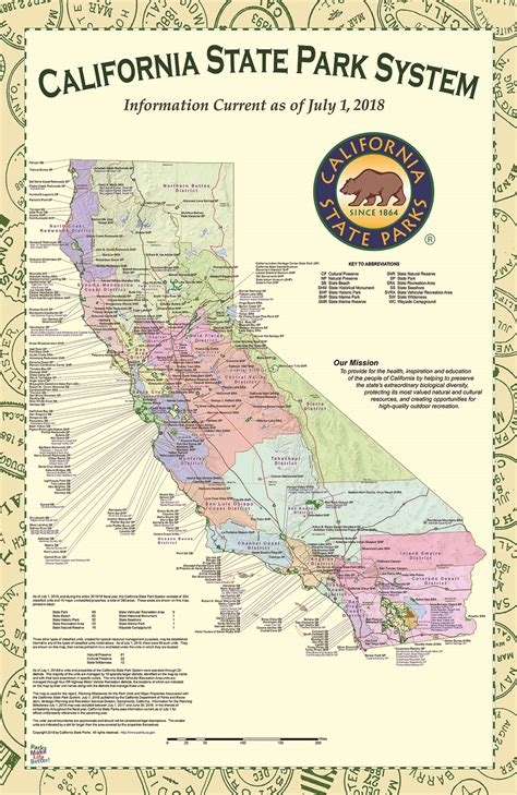 California state park map. If you cancel a reservation, a cancellation fee of $7.99 will be assessed per reservation. Cancellations can be made online or by calling our Customer Call Center at (800) 444-PARK (7275).This service is available 7 days a week, from 8 a.m. to 6 p.m. PST (except New Year’s Day, Thanksgiving Day and Christmas Day). 