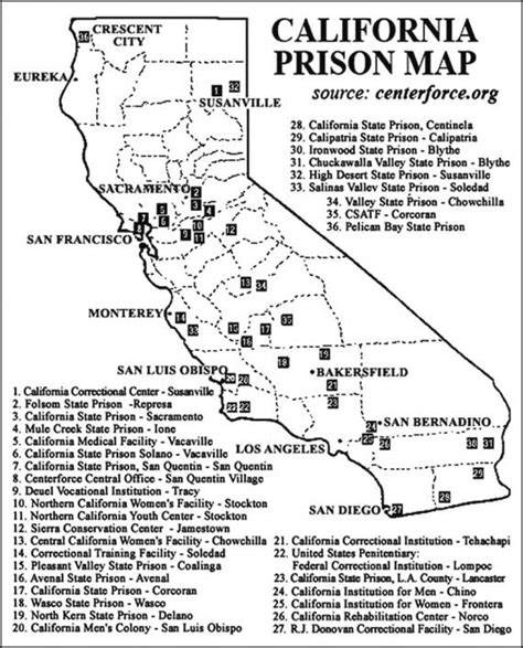 California state prisons map.  Image taken from Prisoner Hunger Strike STATE O...