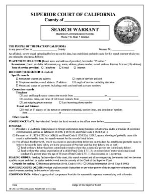 California superior court warrant search. .  ...