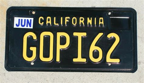 California vanity license plate. Even if you don’t have a vanity plate, your California license plate can carry a message. A standard plate for a passenger vehicle will contain both letters and numbers. Since 1980, California ... 