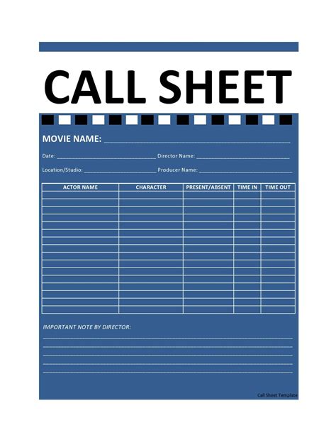Call Sheet