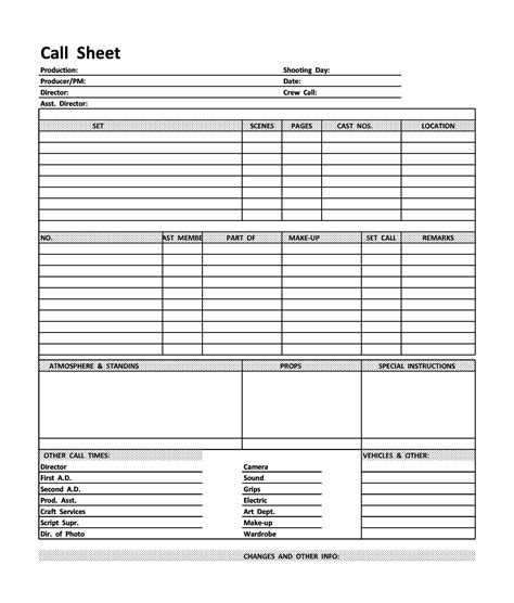 Call Sheet Template Free Download Filmmaker Tips Resources