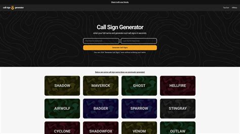 Call Sign Generator Exciting Names NamesGenerator