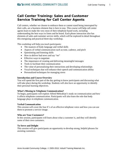 Call center training manual template word. - Manual corghi em43 english operators manual.