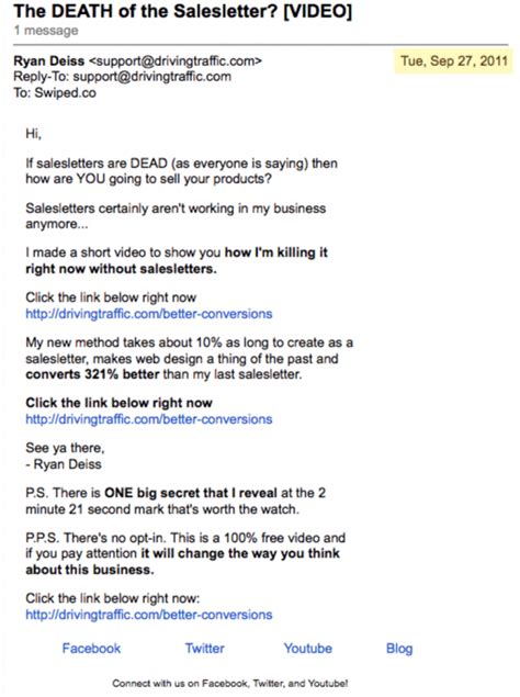 Call to action email example Carmine Mastropierro