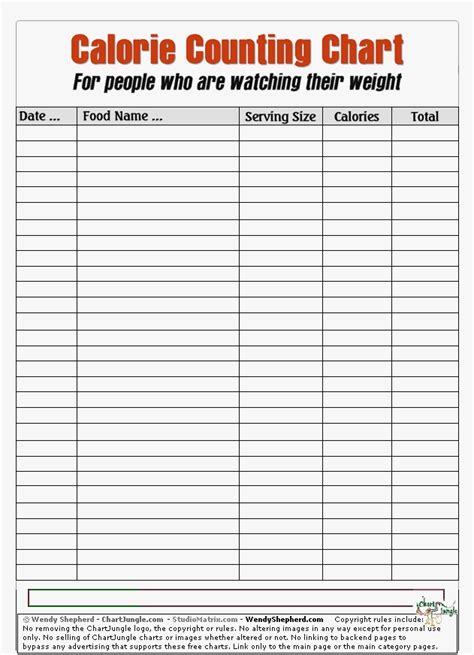 Calorie Count Sheet Printable