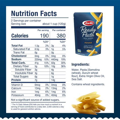 Calories in Barilla Penne Pasta CalorieKing