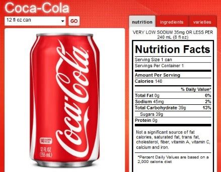 Calories in Coke 8 Oz - Calorie, Fat, Carb, Fiber, & Protein Info