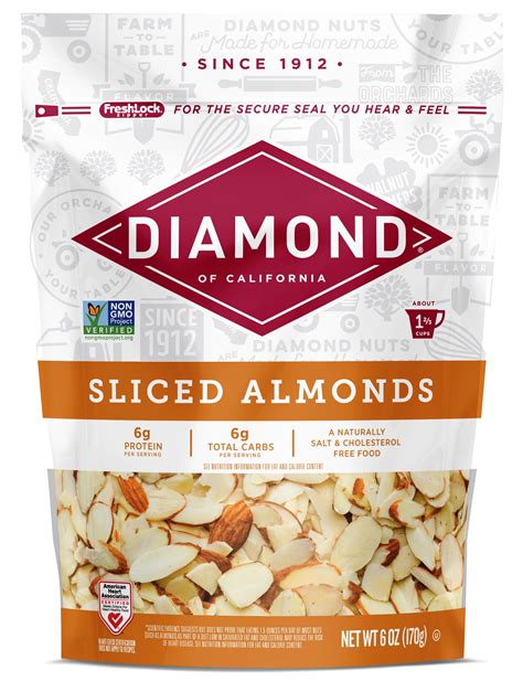 Calories in Diamond of California Sliced Almonds and …