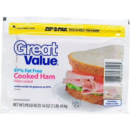 Calories in Great Value (Walmart) Cooked Ham CalorieKing