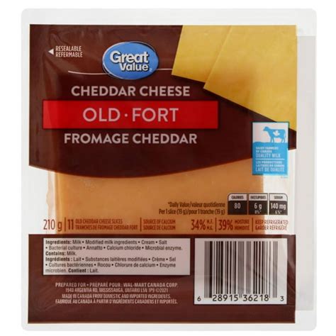 Calories in Great Value Old Cheddar Cheese Slices and ... - FatSecret