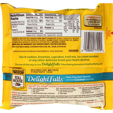 Calories in Nestle White Chocolate Chips and Nutrition Facts - FatSecret