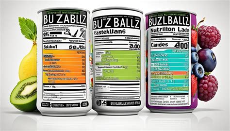 Calories in buzz ball. Nutrition Facts. Serving Size: can. Amount Per Serving. Calories 295. % Daily Value*. Total Carbohydrates 26g 9%. The % Daily Value (DV) tells you how much a nutrient in a serving of food contributes to a daily diet. 2000 calories a day is used for general nutrition advice. Cholesterol Free. 