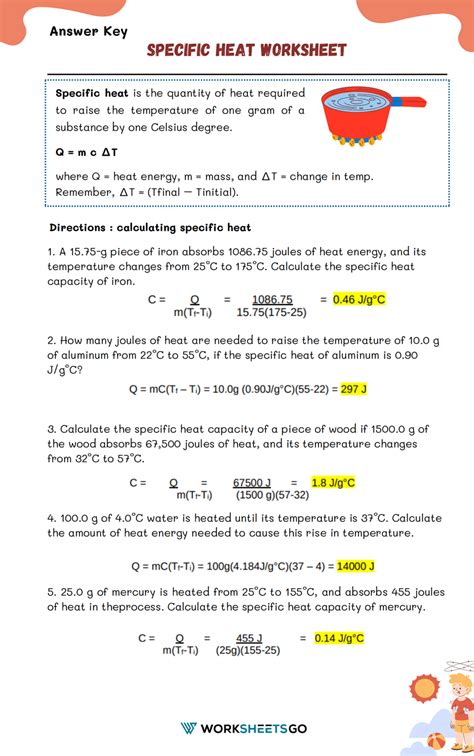 Calorimetry Worksheet Answer Key Awesome Worksheet Specific Heat