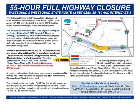 Caltrans has scheduled a full weekend closure of both the eastbound (EB) I-80 Green Valley Road Exit and the EB I-80 connector ramp to southbound (SB) I-680 in Fairfield. For worker and public safety, the ramp and connector closures start Friday, March 25, 2022 at 9:00 PM until Monday, March 28 at 4:00 AM. SCOPE OF WORK:. 