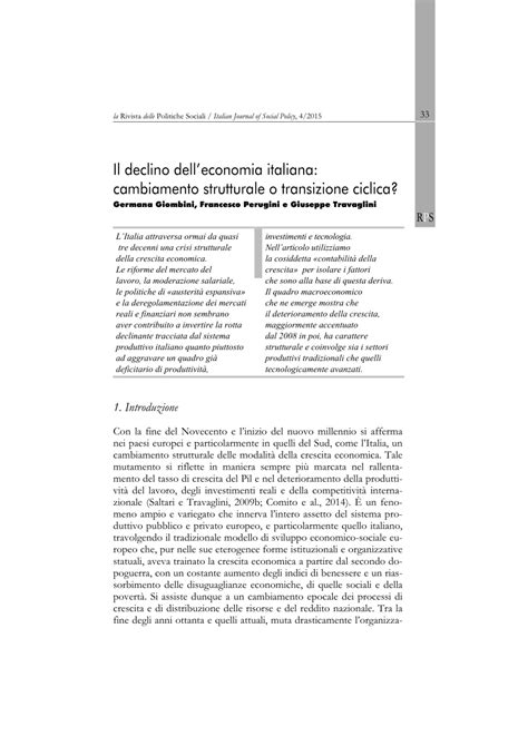 Cambiamento strutturale ed asimmetrie nell'economia italiana. - Paulistas e mineiros, plantadores de cidades.