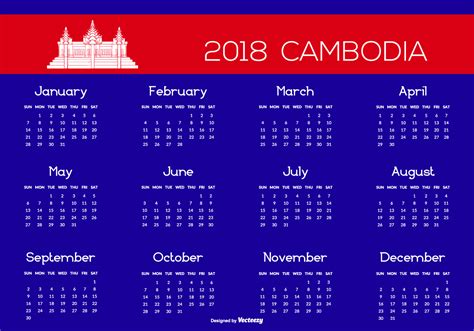 Cambodia Calendar 2017 vectorkh