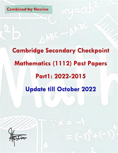 Cambridge Checkpoint Math Past Papers