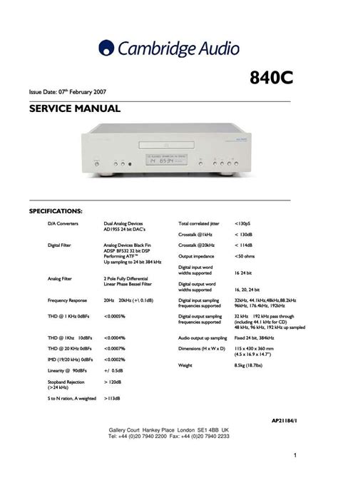 Cambridge audio 840c service manual download. - Download manuale di servizio tv a colori sony kv 36hs20 trinitron.