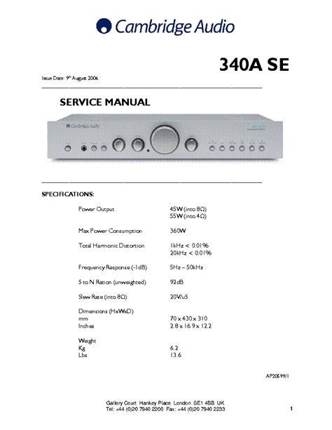 Cambridge audio azur 340a service manual. - Revue technique c4 picasso 1 6 hdi.