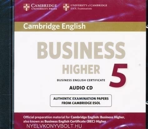 Cambridge english business 5 higher audio cd. - Neue beiträge zur geschichte des italienischen oratoriums im 17. jahrhundert..