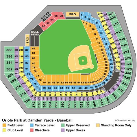 Camden yards seating chart by seat. Most Terrace sections have 25-30 rows of seats with Row 1 at the front and accessible seating at the back. This level shares a concourse and walkway with the Terrace Level. Box Seats on the Field Level Sections 16-58 are commonly referred to as the Field Boxes. These seats are padded and have some of the best views from around the infield. 