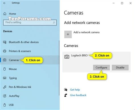 Camera for windows 10.  Open Camera settings and configure cameras Def...