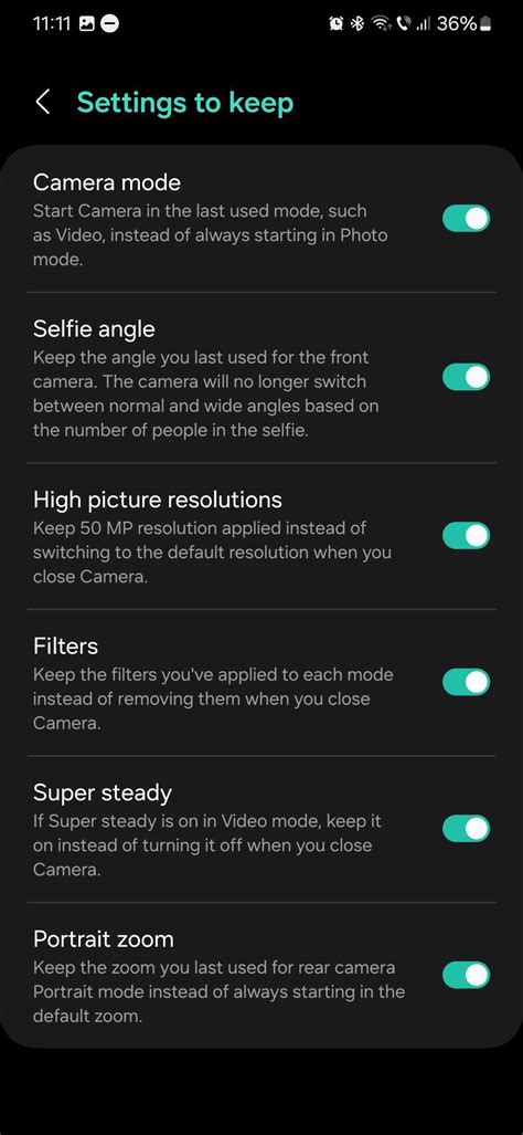 Camera settings on samsung phone.  Start with one setting at a time, pra...