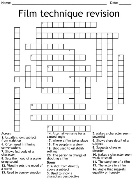 Camera shots! Word Search WordMint