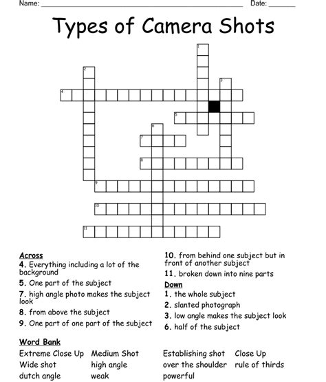 Camera type crossword. Crossword Solver / type-of-camera. Type Of Camera Crossword Clue. We found 20 possible solutions for this clue. We think the likely answer to this clue is SLR. You can easily improve your search by specifying the number of letters in the answer. Best answers for Type Of Camera: SLR, PANORAMIC, LENSCAP; 