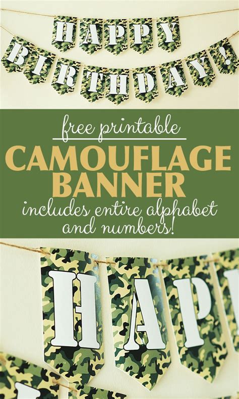 Camo Banner Free Printable Six Clever Sisters