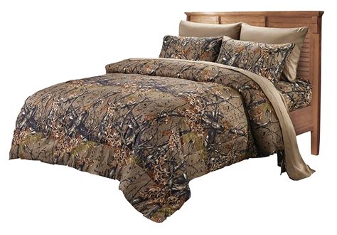 Camo bedding queen size. Camouflage Sheet Set Queen Size Woodland Camo Bed Sheet Set 4pcs with Deep Pocket Fitted Sheet + Flat Sheet + 2 Pillowcases Green and Beige Plaid Deer Print Bedding Set for Kids B 